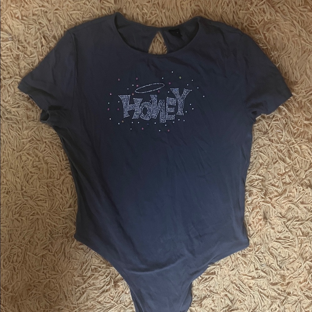 Navy Blue Graphic Bodysuit